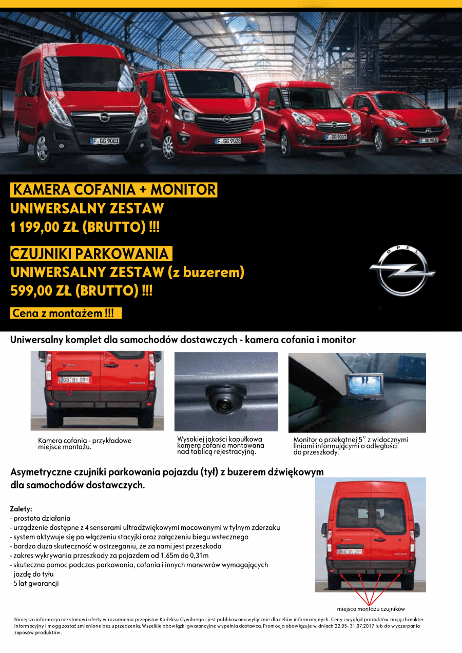 Kamera cofania + monitor oraz czujniki parkowania